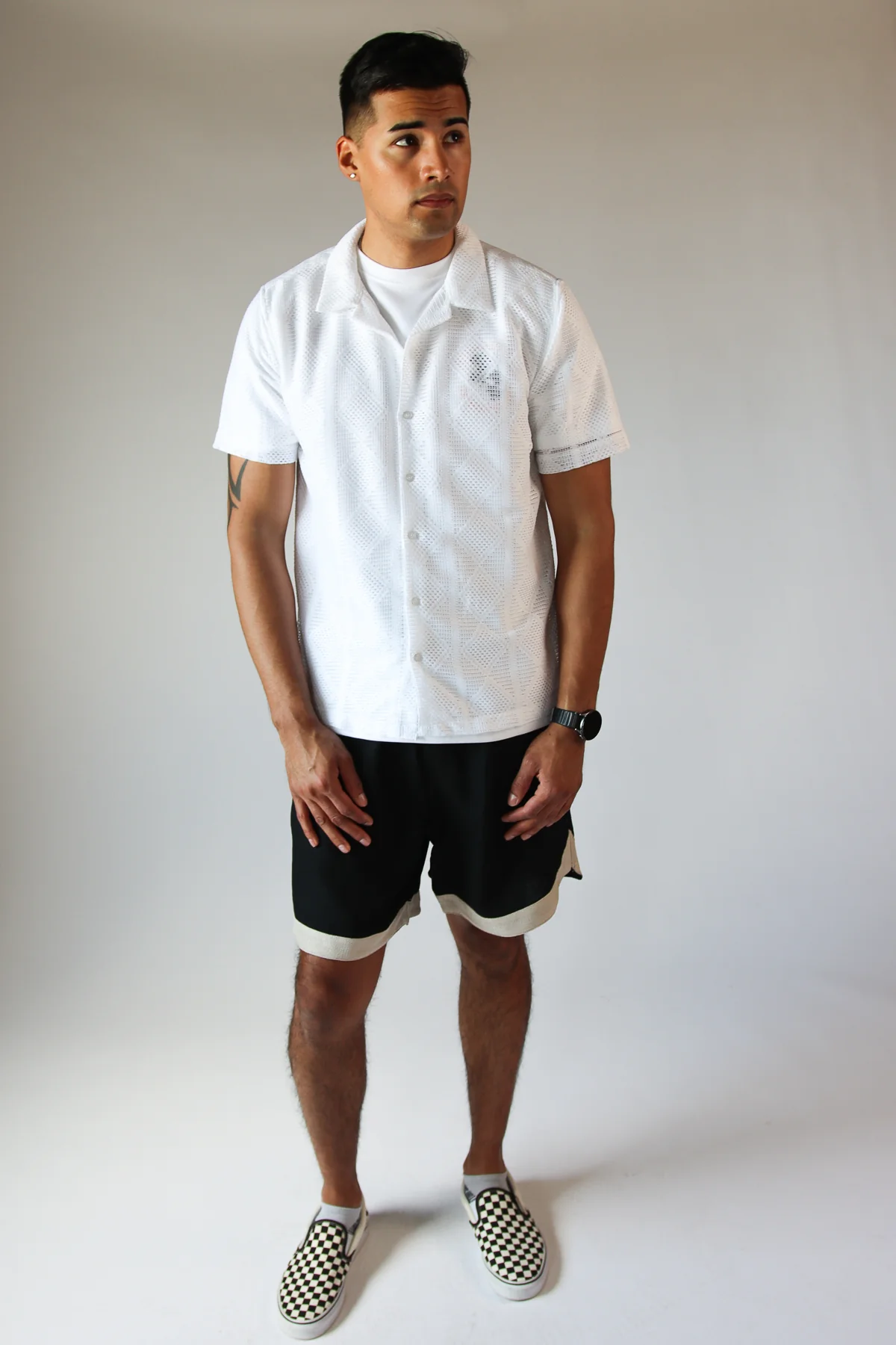 Diamond Open Weave Button Up Shirt - Image 14